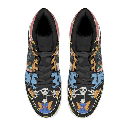 One Piece Brook Anime High Top Sneakers, Custom Printed Brook Skull Character Fashion Casual Shoes, One Piece Anime Streetwear Footwear, Anime Sneaker Gift for One Piece Fans