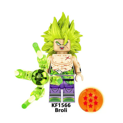 Dragon Ball Z Building Blocks Minifigures Set, DBZ Goku Vegeta Broli Zamasu Mini Figures with Dragon Ball & Energy Effect Parts, Anime Character Collectible Brick Toys, Gift for Kids & Dragon Ball Fans