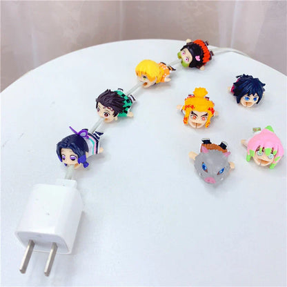 Demon Slayer Anime Cable Bite Protector, Cute Kimetsu no Yaiba Cable Saver, Cartoon Character Charger Cord Protector, Anti-break Cable Sleeve, Demon Slayer Collectible Cable Accessories, Gift for Anime Fans