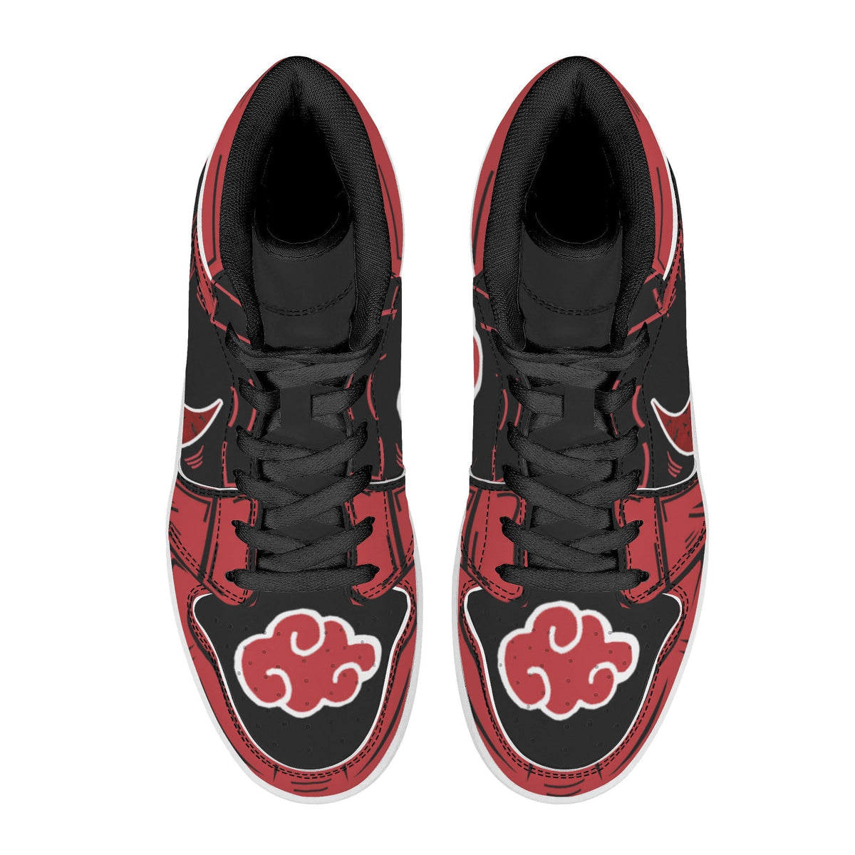 Naruto Akatsuki Red Cloud Anime High Top Sneakers, Uchiha Clan Symbol Printed Casual Shoes, Anime Cosplay Streetwear Footwear, Naruto Akatsuki Merch Sneakers Gift for Anime Fans