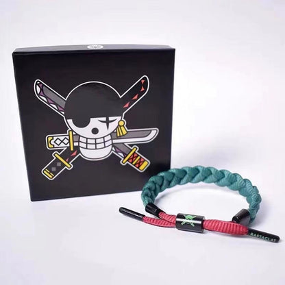 One Piece Anime Braided Bracelet, Straw Hat Pirates Woven Rope Wristband, Adjustable Character Themed Bracelets, One Piece Cosplay Jewelry, Anime Fan Gift for Men Women Teens