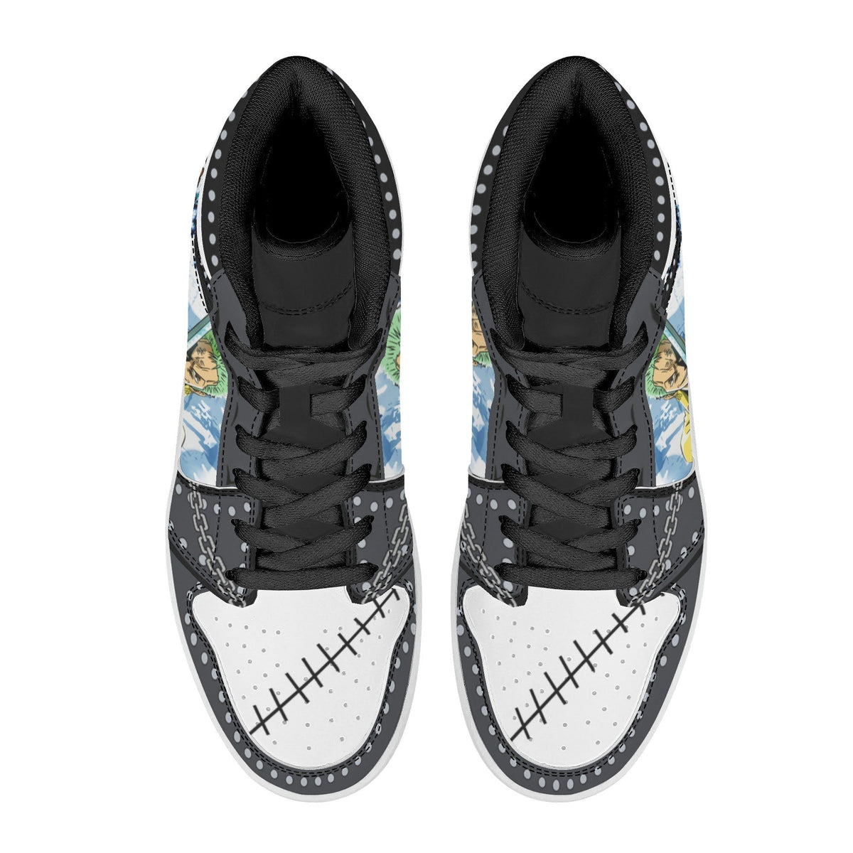 One Piece Roronoa Zoro Anime High Top Sneakers, Custom Printed Zoro Character Fashion Casual Shoes, One Piece Anime Streetwear Footwear, Anime Sneaker Gift for One Piece Fans