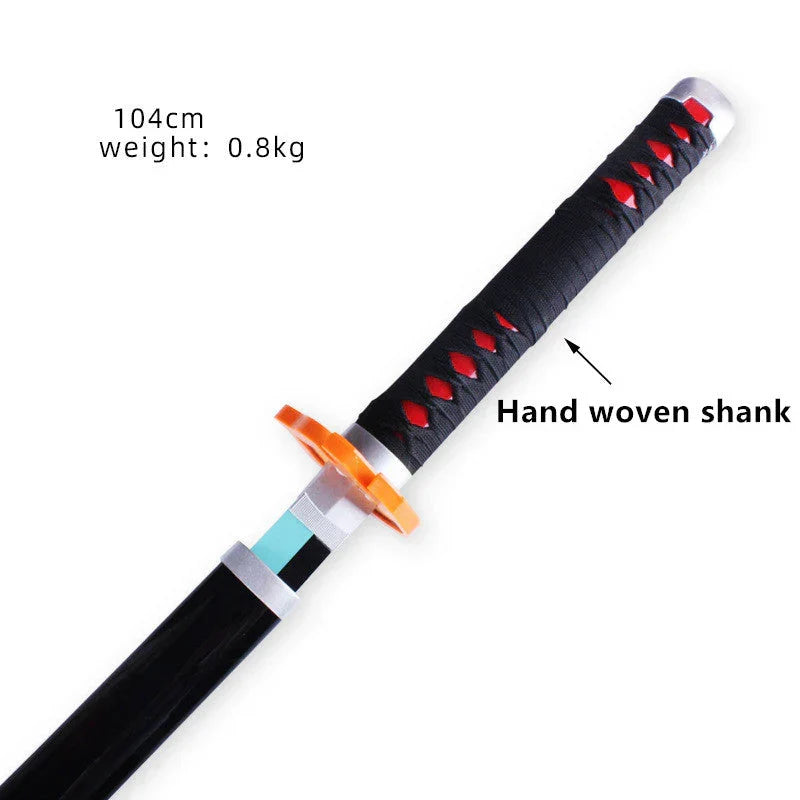 Demon Slayer Cosplay Nichirin Sword, Bamboo Blade Katana Replica, Anime Demon Slayer Prop Sword with Scabbard and Belt, Tanjiro Zenitsu Rengoku Giyuu Cosplay Weapon for Halloween