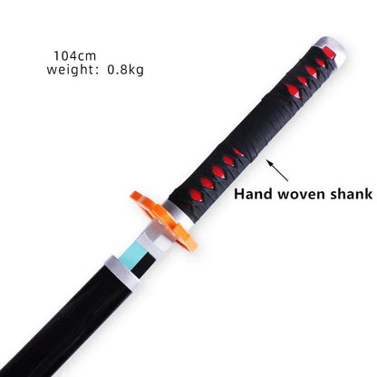 Demon Slayer Cosplay Nichirin Sword, Bamboo Blade Katana Replica, Anime Demon Slayer Prop Sword with Scabbard and Belt, Tanjiro Zenitsu Rengoku Giyuu Cosplay Weapon for Halloween