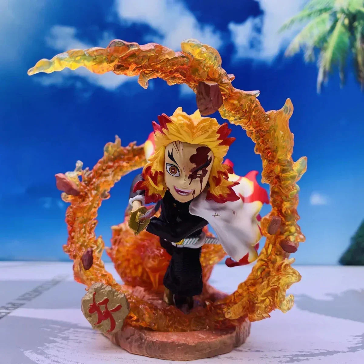 Demon Slayer Kimetsu no Yaiba GK Anime Figure, Tanjiro Rengoku Nezuko Giyu Character Statue with Special Effects Base, PVC Collectible Model Figurine, Anime Desk Decoration Gift for Demon Slayer Fans