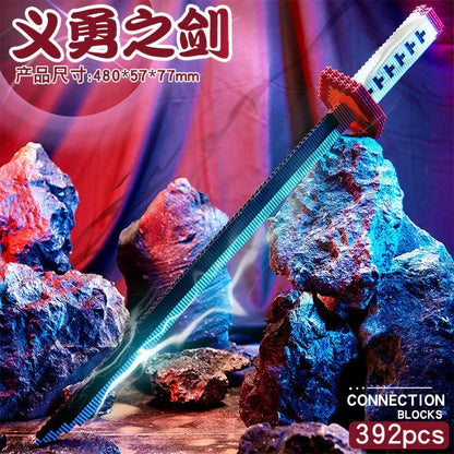 Demon Slayer Building Block Katana Sword, Anime Nichirin Sword Model Kit with Display Stand, Cosplay Prop Assembly Bricks, Tanjiro Zenitsu Giyuu Shinobu Sword Building Toy, Anime Collectible Decor Gift