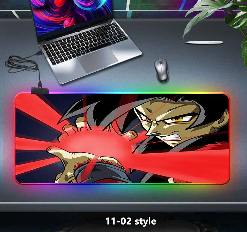 Dragon Ball Z RGB Large Mouse Pad, Anime DBZ Goku Vegeta Frieza Extended Gaming Mousepad with LED Rainbow Light, Non Slip Rubber Base Desk Mat for PC Keyboard Laptop, Dragon Ball Fan Decor