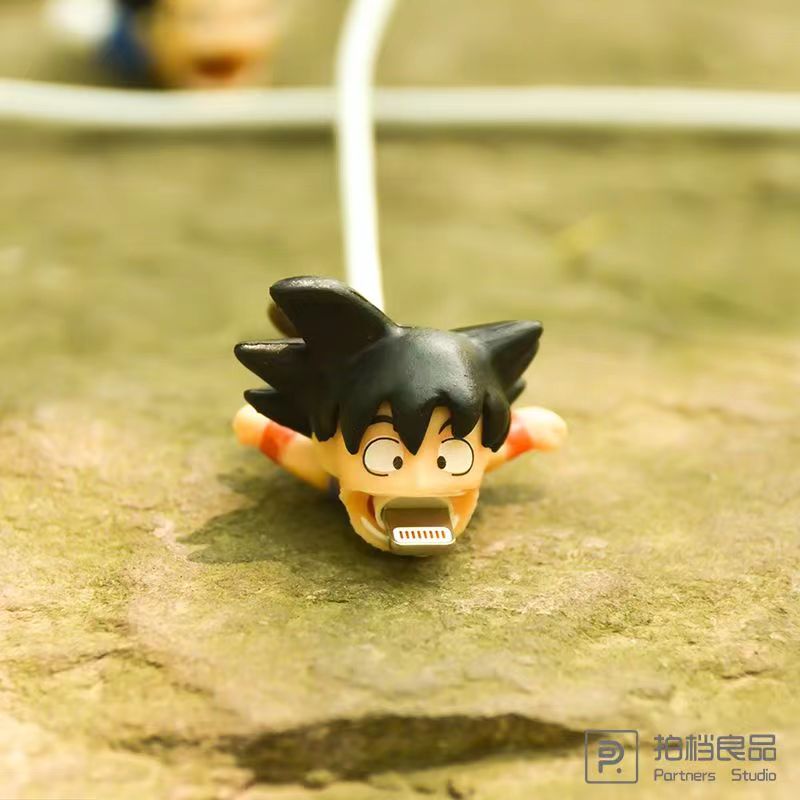 Dragon Ball Anime Cable Bite Charger Cable Protector, Goku Super Saiyan Vegeta Majin Buu Cable Saver, Anime Figure Data Cable Sleeve, Cute Cable Bite Protector for iPhone Charging Cord, Dragon Ball Fans Collectible Gift