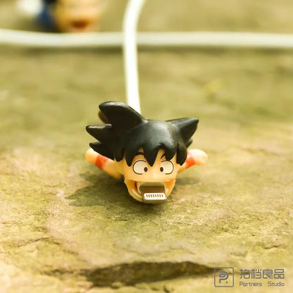 Dragon Ball Anime Cable Bite Charger Cable Protector, Goku Super Saiyan Vegeta Majin Buu Cable Saver, Anime Figure Data Cable Sleeve, Cute Cable Bite Protector for iPhone Charging Cord, Dragon Ball Fans Collectible Gift