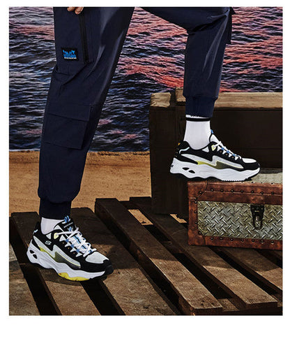 One Piece Sanji Anime Sneakers for Men Women, Black White Yellow Color Block Chunky Platform Casual Shoes, Lace Up Anime Cosplay Street Walking Shoes, Breathable Anime Themed Footwear, Collectible Gift for One Piece Sanji Fans