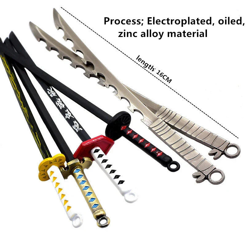 Demon Slayer Mini Katana Sword Model Set, Anime Nichirin Blade Replica Keychain Collection, Metal Sword Prop with Display Gift Box, Kimetsu No Yaiba Mini Weapon Ornament, Collectible Gift for Demon Slayer Fans