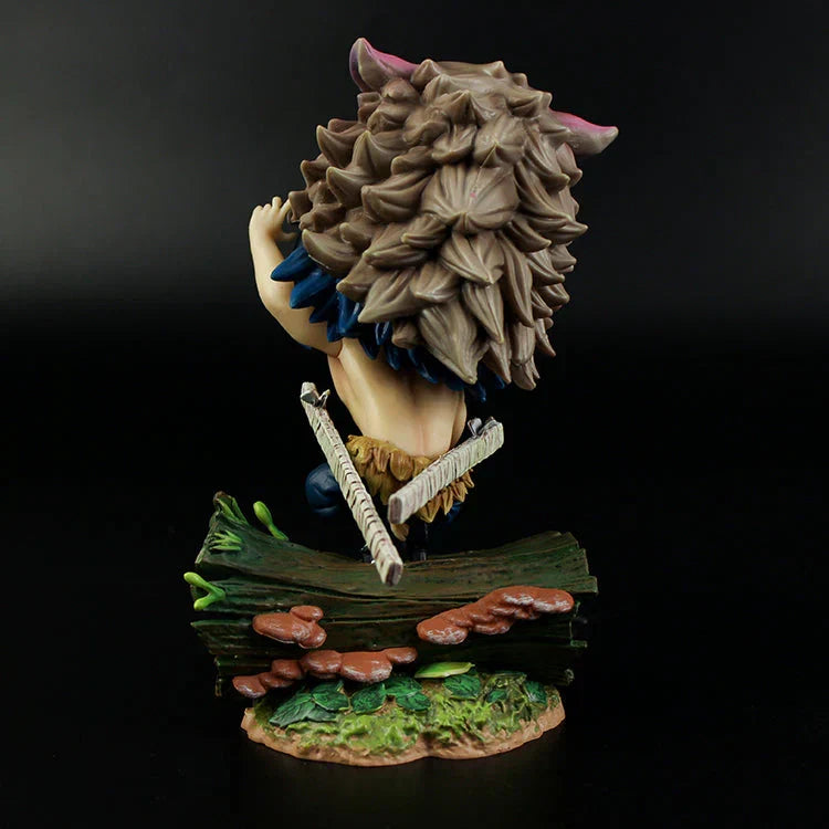 Demon Slayer Inosuke Hashibira Figure, Boar Head Inosuke Resin GK Statue, Anime Hashibira Inosuke with Giant Wild Boar Diorama Figurine, Collectible Desktop Ornament Model Gift for Demon Slayer Fans