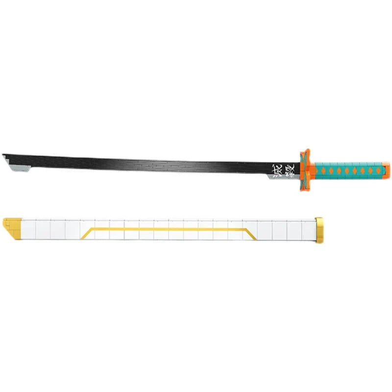 Demon Slayer Shinobu Nichirin Sword Building Block Set, Kochou Shinobu Anime Katana Model with Scabbard & Display Stand, Collectible Cosplay Prop Bricks Kit, Gift for Demon Slayer Fans