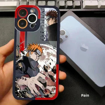 Naruto Anime Transparent Phone Case, Itachi Sasuke Naruto Gaara Pain Printed Shockproof Clear TPU Cover, Color Camera Frame Protective Case, Naruto Fan Phone Accessory Gift