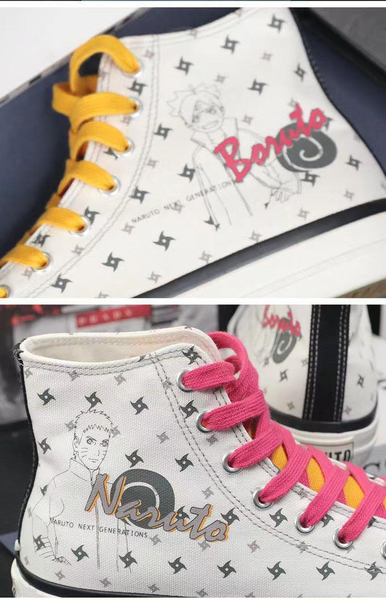 Boruto Naruto Next Generations Anime High Top Canvas Sneakers, Character Print Lace-up Casual Shoes, Breathable Memory Foam Footwear, Anime Cosplay Daily Walking Shoes, Fan Gift for Men Women Teens