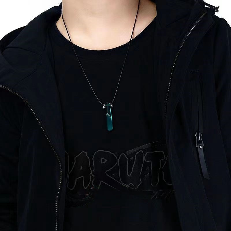 Naruto Tsunade Cosplay Necklace, Anime Character Replica Pendant with Metal Bells, Adjustable Black Rope Chain, Highly Restored Anime Costume Accessory, Collectible Jewelry Gift for Naruto Fans