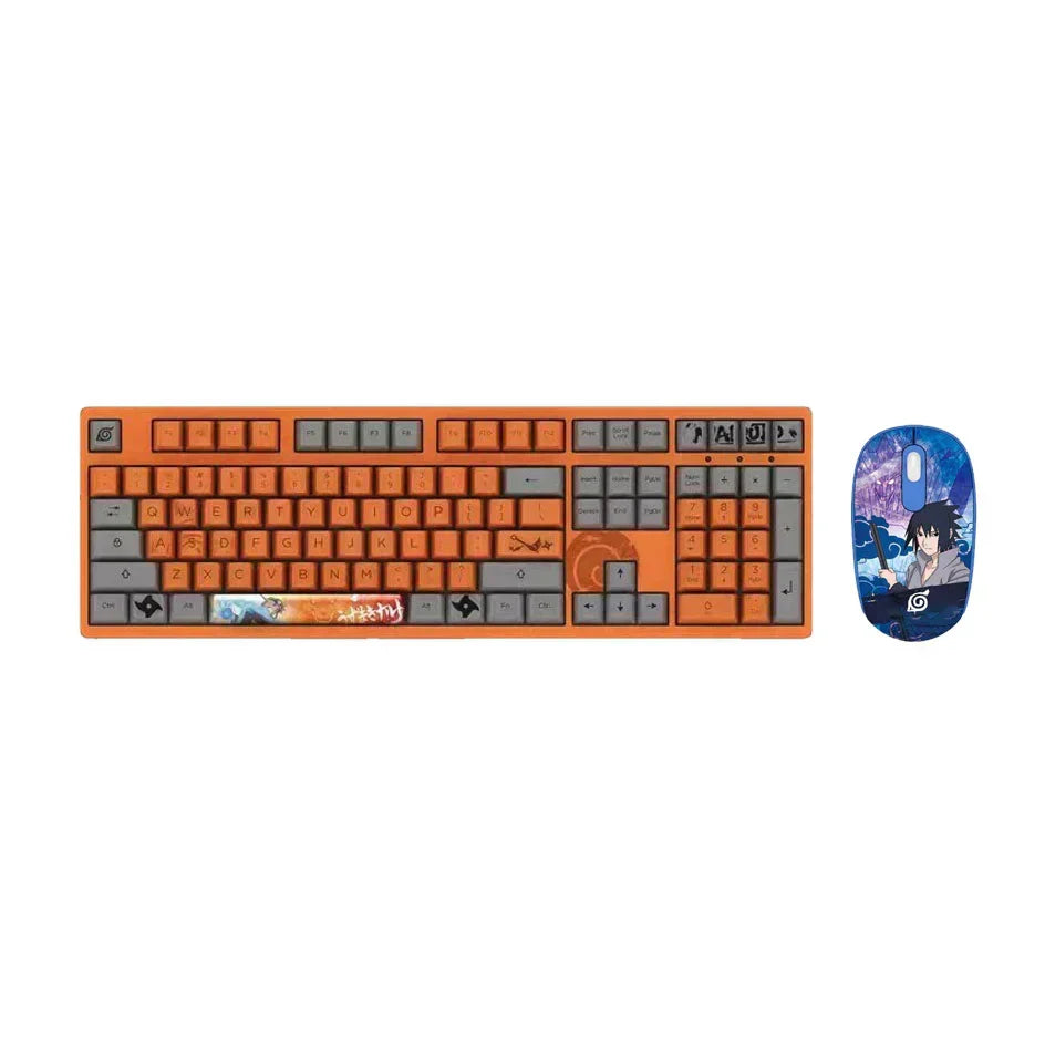 Naruto Anime Mechanical Keyboard and Mouse Combo, Uzumaki Naruto Uchiha Sasuke Themed Wired Gaming Keyboard Mouse Set, 108 Keys Full Size Keyboard, Anime Gaming Desktop Accessories, Gift for Naruto Fans Gamers