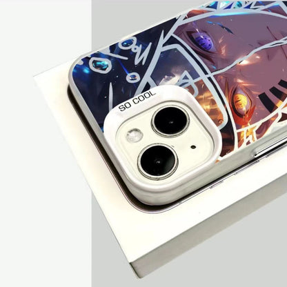 Naruto Anime Phone Case for iPhone, Cool Cracked Line Naruto Sasuke Character Print Case, Shockproof Soft TPU Protective Cover, Anime Naruto Merch Phone Shell Gift for Anime Fans