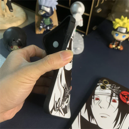 Naruto Anime Phone Case, Itachi Kakashi Black White Manga Print Case with Sharingan Pop Socket, Shockproof Soft TPU Protective Cover, Naruto Fan Phone Case Gift