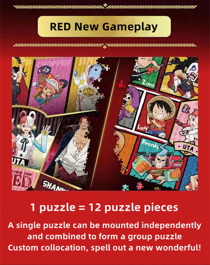 One Piece RED Anime Jigsaw Puzzle, Uta Luffy Shanks 1000 Pieces Cartoon Puzzle, One Piece Movie Character Puzzle Game, Collectible Anime Puzzle for Adults & Teens, Gift for One Piece Fans