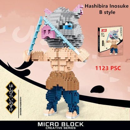 Demon Slayer Micro Building Blocks Set, Anime Character Mini Brick Figure, Tanjiro Nezuko Zenitsu Inosuke Rengoku Giyuu DIY Assembly Model, Collectible Anime Statue Toy, Gift for Anime Fans