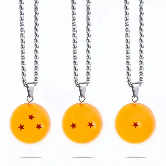 Dragon Ball Z Dragon Ball Necklace, 1-7 Star Transparent Orange Resin Ball Pendant Necklace, Anime Cosplay Jewelry with Goku Logo Gift Tin Box, Complete Set Collectible Gift for Dragon Ball Fans