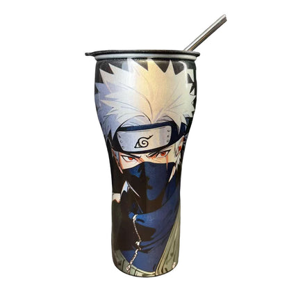 Naruto Anime 30oz Tumbler with Lid and Straw, Stainless Steel Insulated Travel Cup, Naruto Sasuke Kakashi Itachi Character Printed Coffee Mug, Naruto Merch Water Bottle Gift for Anime Fans