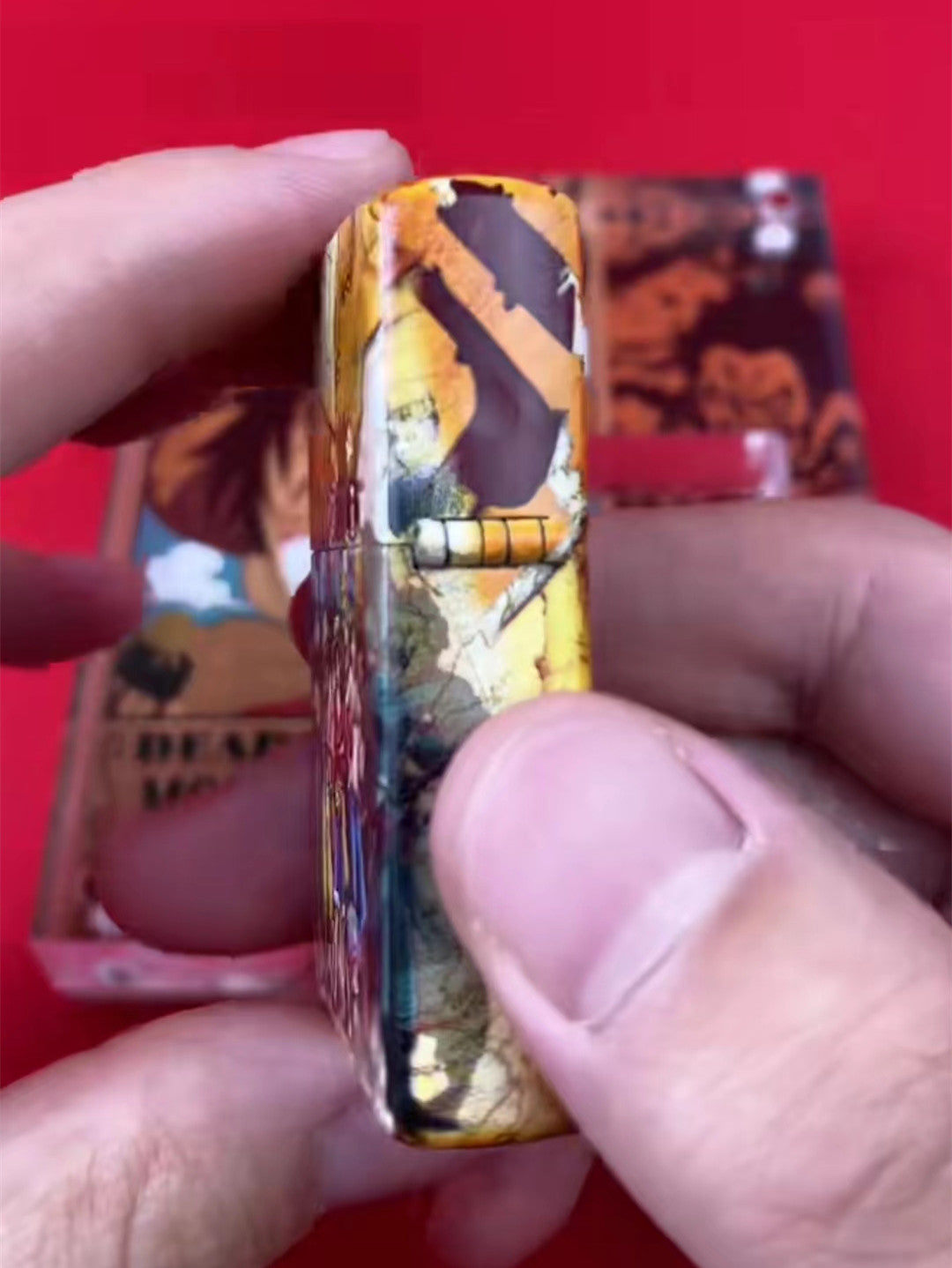 One Piece Monkey D Luffy Wanted Poster Kerosene Lighter, Anime Luffy Vintage Flip Top Windproof Lighter, Collectible Refillable Oil Lighter, Gift for One Piece Anime Fans