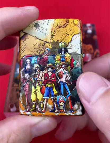 One Piece Monkey D Luffy Wanted Poster Kerosene Lighter, Anime Luffy Vintage Flip Top Windproof Lighter, Collectible Refillable Oil Lighter, Gift for One Piece Anime Fans