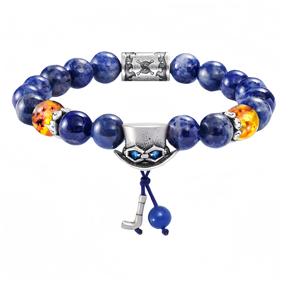 One Piece Anime Beaded Bracelet, Portgas D Ace Themed Natural Stone Woven Bracelet, Adjustable Luffy Anime Cosplay Bracelet, Handmade Bead Wristband Jewelry, Anime Merch Gift for One Piece Fans