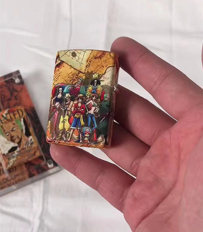 One Piece Monkey D Luffy Wanted Poster Kerosene Lighter, Anime Luffy Vintage Flip Top Windproof Lighter, Collectible Refillable Oil Lighter, Gift for One Piece Anime Fans